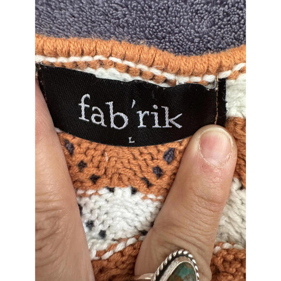 Crochet Knit Tank Top Women’s Large Rust Cream Striped Boho Summer Sweater Tank - Picture 3 of 6